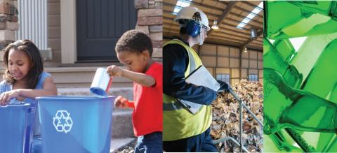 boy and girl recycling