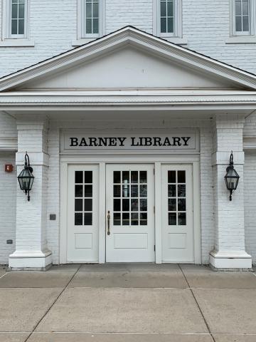 front of Barney library