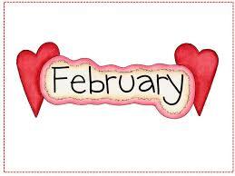 word february with 2 red hearts
