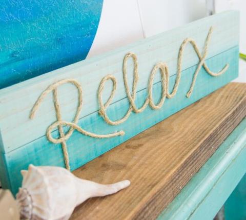 relax beach sign