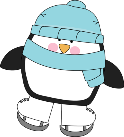 penguin in scarf and hat clip art