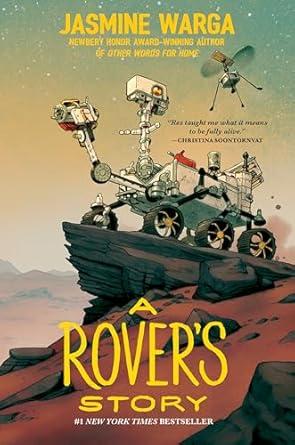 Book cover for A Rover's Story (illustration of rover robot on Mars)