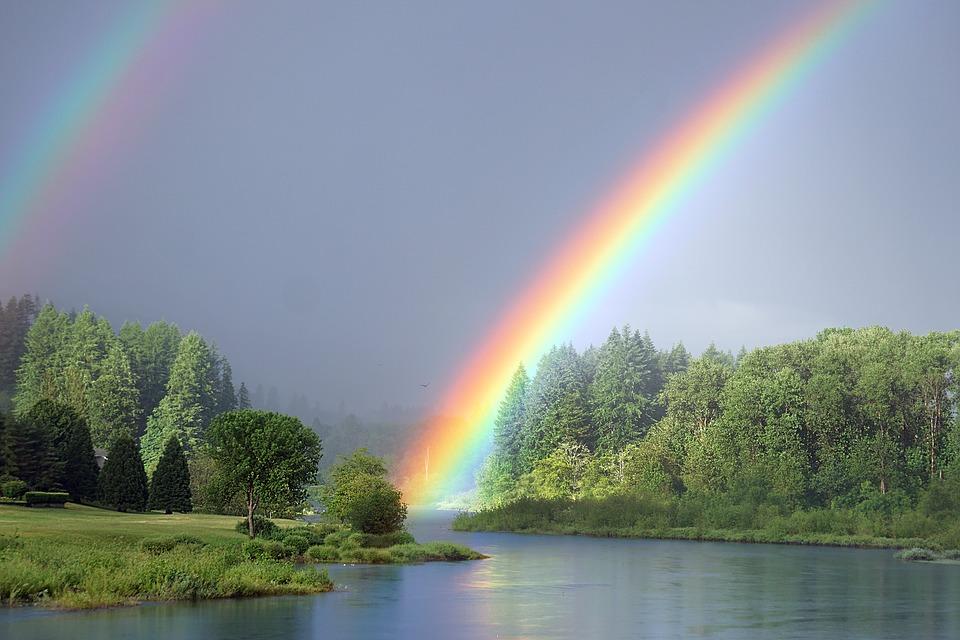 rainbow over water