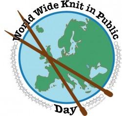 logo for world wide knit in public day