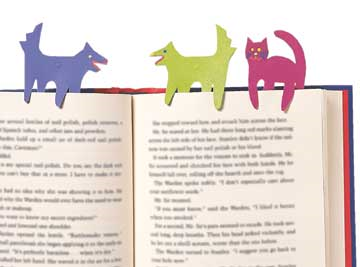 animal bookmarks on book