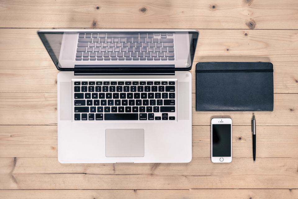 Desk with laptop