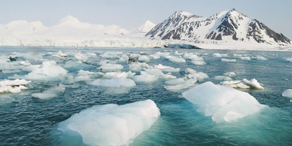 arctic ice floes and mountain