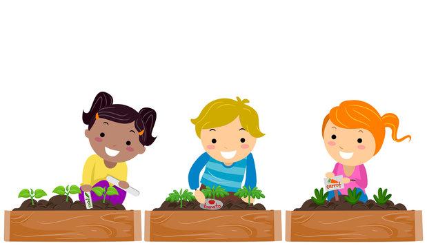 children gardening