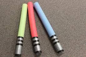 Pool noodle lightsabers