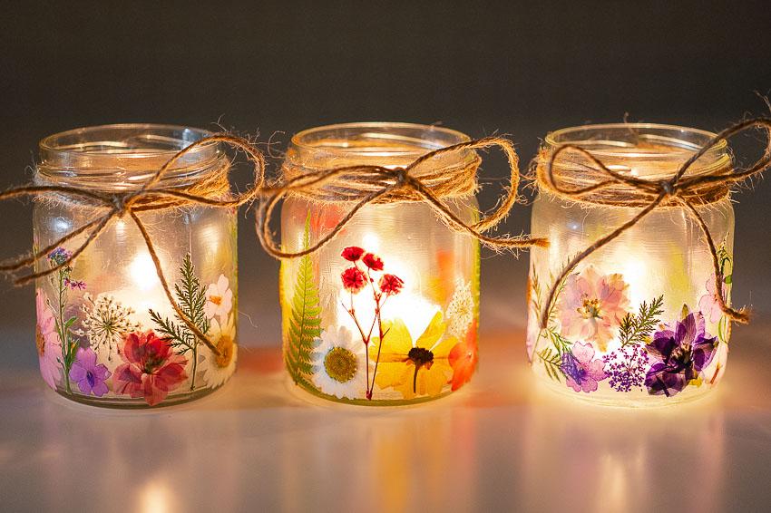 Mini pressed flower lantern