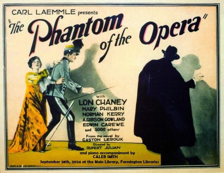 The Phantom of the Opera Lobby Card with an image of the 1925 phantom of the opera imagery 