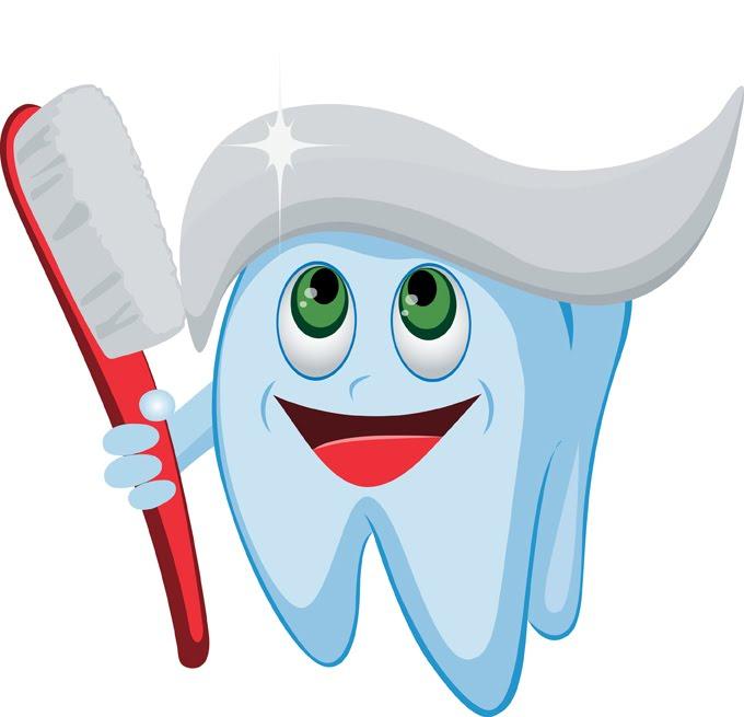 clip art of animated tooth holding toothbrush