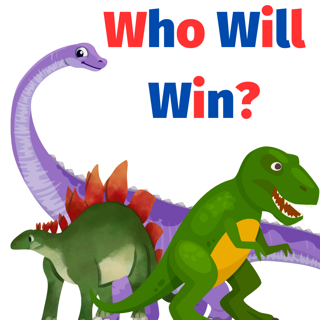 dinosaurs with text Who Will Win