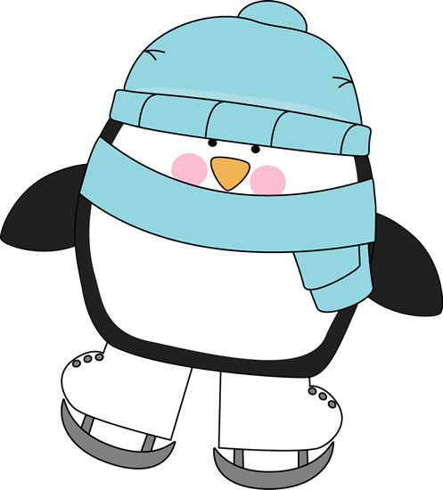 penguin in scarf and hat clip art